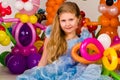 Beautiful little girl in balloon forest Royalty Free Stock Photo