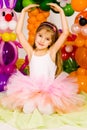 Beautiful little girl in balloon forest Royalty Free Stock Photo