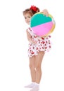 Beautiful little girl with big inflatable ball Royalty Free Stock Photo