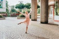 Beautiful little girl dancing under the rain Royalty Free Stock Photo