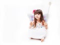 Beautiful little girl dressed in fairy isolated on white background Royalty Free Stock Photo
