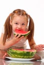 Beautiful little girl eating watermelon Royalty Free Stock Photo