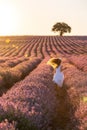 Girl in a lavender field Royalty Free Stock Photo