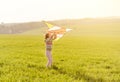 Little girl with flying kite Royalty Free Stock Photo