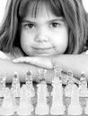 Beautiful Little Girl With Glass Chess Board Royalty Free Stock Photo