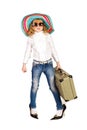 Beautiful little girl going on vacation Royalty Free Stock Photo