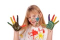 Beautiful little girl with hands painted Royalty Free Stock Photo