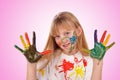 Beautiful little girl with hands painted Royalty Free Stock Photo