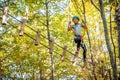 Beautiful little girl having fun in adventure Park, Montenegro Royalty Free Stock Photo