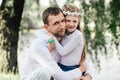 Beautiful little girl hugging embracing her father Royalty Free Stock Photo