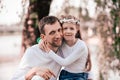 Beautiful little girl hugging embracing her father Royalty Free Stock Photo