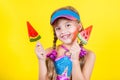 Beautiful little girl with large Lollipop Royalty Free Stock Photo