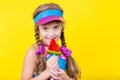 Beautiful little girl with large Lollipop Royalty Free Stock Photo
