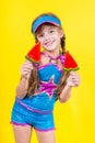 Beautiful little girl with large Lollipop Royalty Free Stock Photo