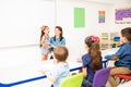 Preschool student reciting a poem