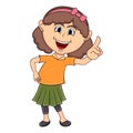 Beautiful little girl pointing her finger cartoon Royalty Free Stock Photo