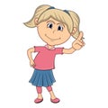 Beautiful little girl pointing her finger cartoon Royalty Free Stock Photo