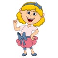 Beautiful little girl pointing her finger cartoon