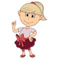 Beautiful little girl pointing her finger cartoon Royalty Free Stock Photo