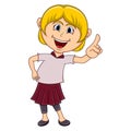Beautiful little girl pointing her finger cartoon Royalty Free Stock Photo
