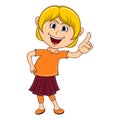 Beautiful little girl pointing her finger cartoon Royalty Free Stock Photo