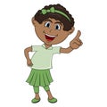 Beautiful little girl pointing her finger cartoon Royalty Free Stock Photo