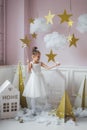 Beautiful little girl in princess dress with long hair Royalty Free Stock Photo