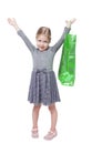 Beautiful little girl with shopping bag isolated Royalty Free Stock Photo