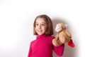 Beautiful Little Girl showing her Plush Monkey