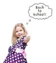 Beautiful little girl showing thumbs up. Back to school concept Royalty Free Stock Photo