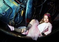 Beautiful little girl in the steampunk styled photoshoot