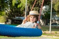 Beautiful little girl in a straw hat Royalty Free Stock Photo