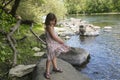 Beautiful little girl twirling her summer dress Royalty Free Stock Photo