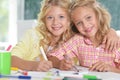 Beautiful little girls at class Royalty Free Stock Photo