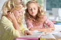 Beautiful little girls at class Royalty Free Stock Photo