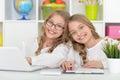 Beautiful little girls at class Royalty Free Stock Photo