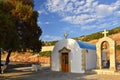 Beautiful little Greek chapel at sunset on the island of Crete - Greece. Royalty Free Stock Photo