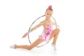 Beautiful little gymnast with the hoop Royalty Free Stock Photo