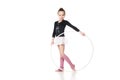 Beautiful little gymnast with the hoop Royalty Free Stock Photo