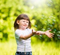 Girl, soap bubbles, fun Royalty Free Stock Photo