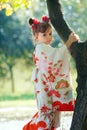 Beautiful little japanese kimono girl Royalty Free Stock Photo