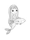 Beautiful little mermaid and fish. Siren. Royalty Free Stock Photo
