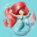 Beautiful little mermaid. Siren. Sea theme. isolated objects on white background.