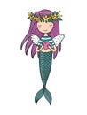 Beautiful little mermaid. Siren. Sea theme.