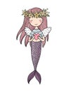 Beautiful little mermaid. Siren. Sea theme.