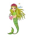 Beautiful little mermaid. Siren. Sea theme.