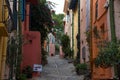 Narrow streets in Collioure at the Cote Vermeille in France