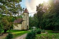 Beautiful little old catholic Trinity church in VelemÃÂ©r ÃÂrsÃÂ©g national park Royalty Free Stock Photo