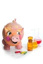 Beautiful little pink pig with medicine AH1N1 Royalty Free Stock Photo