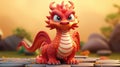 Beautiful little red dragon. Symbol of 2024 new year. Small dragons baby.